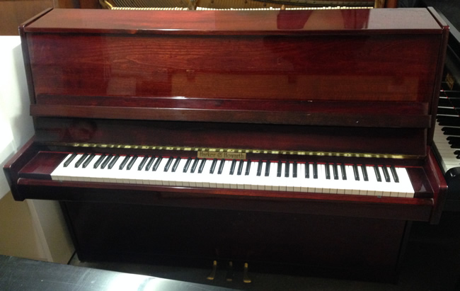 Harker Howarth Mahogany Gloss upright piano for rent.