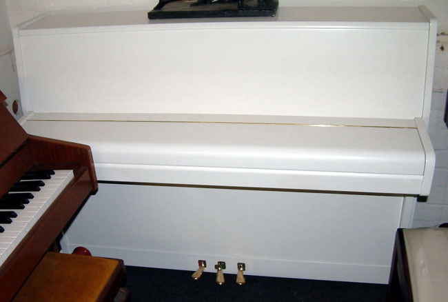 Weinbach upright piano re-polished in white satin