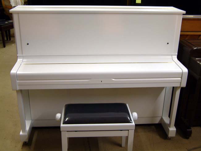 White yamaha u1 with matching adjustable stool