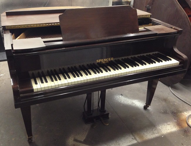 Spencer baby grand piano to be restored and repolished black or white satin.