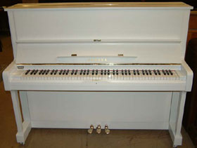 White satin upright Hire piano