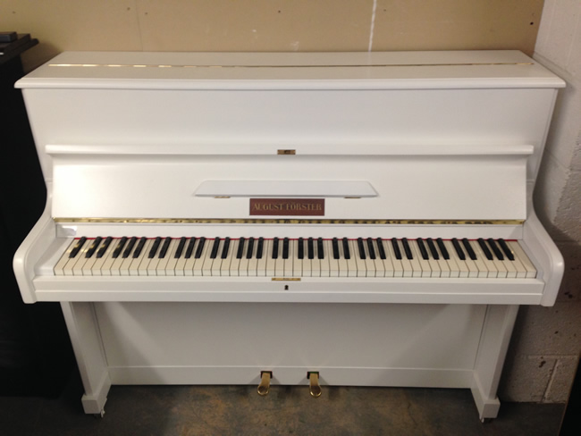 August Forster piano in a White satin finish.
