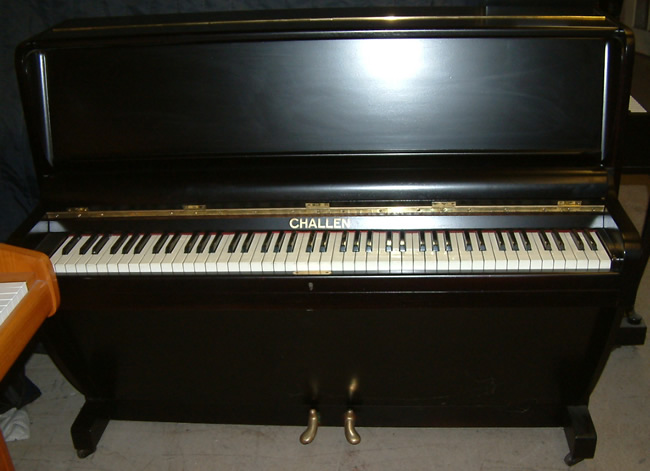 challen piano in a Black satin finish. 