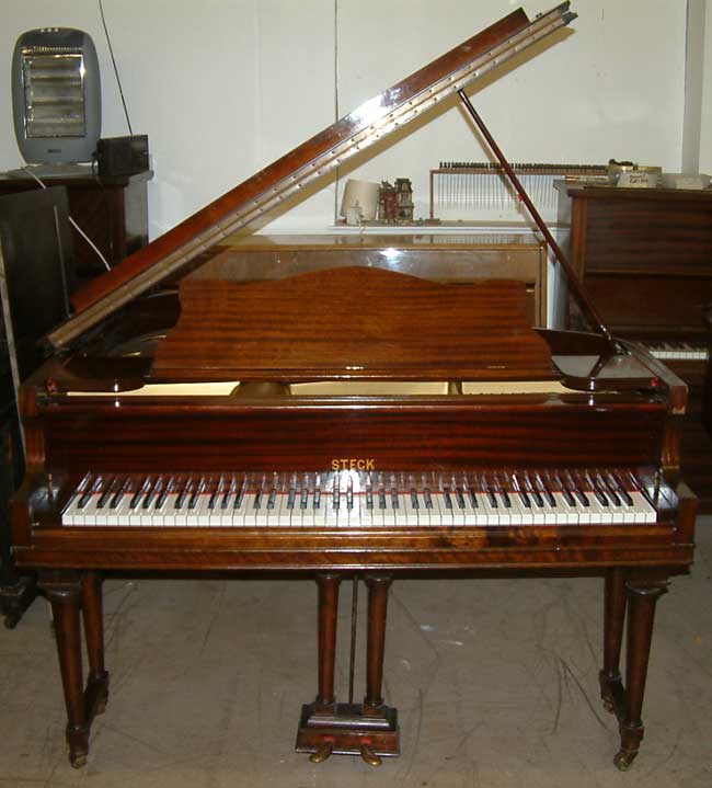 Steck traditional baby grand piano.